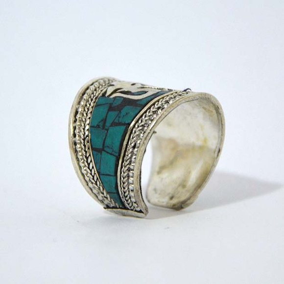 Handcrafted Tibetan OM Mantra Ring - Picture 2 of 3